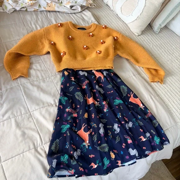 🩵ModCloth💙 Navy Circle/Swing skirt - Picture 2 of 7